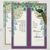 Vintage Pfau, Federn - Hochzeitsprogramm (Vorne/Hinten)