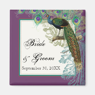 Vintage Pfau, Federn und Etchings Save the Date Magnet