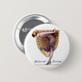 Vintage Pfau Frau Flapper Hübsch Button (Vorne & Hinten)