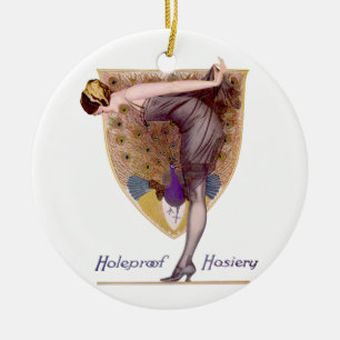 Vintage Pfau Frau Flapper Hübsch Keramik Ornament