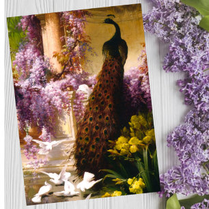 Vintage Pfau-Gartenkunst Romantische Wisteria Karte