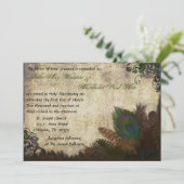 Vintage Pfau-Hochzeits-Einladung Einladung (Stehend Vorderseite)