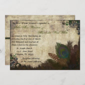 Vintage Pfau-Hochzeits-Einladung Einladung (Vorne/Hinten)