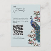 Vintage-Pfau-Hochzeitsdetails QR-Code Begleitkarte (Vorderseite)