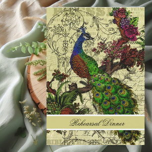 Vintage-Pfau-Hochzeitsprobe-Dinner-Einladung Einladung