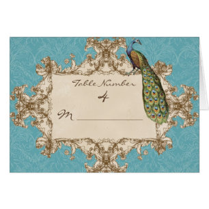 Vintage-Pfau-Hochzeitstisch-Nummern-Sitzkarten