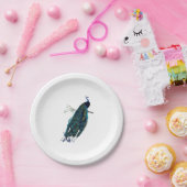 Vintage Pfau-Illustration Pappteller (Party)