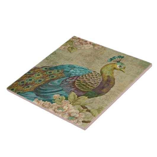 Vintage Pfau-Keramik-Fliese Fliese (Seite)