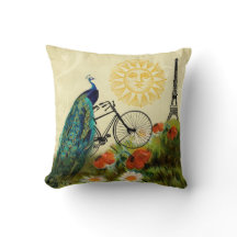 Vintage Pfau-Kunst mit Eiffel-Turm