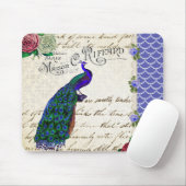 Vintage Pfau-Lied-Collage Mousepad (Mit Mouse)