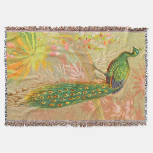 Vintage Pfau- und Blume-Malerei Decke (Vorderseite)