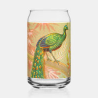 Vintage Pfau- und Blume-Malerei