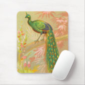 Vintage Pfau- und Blume-Malerei Mousepad (Mit Mouse)