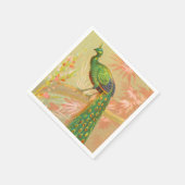 Vintage Pfau- und Blume-Malerei Serviette (Ecke)