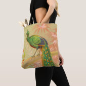Vintage Pfau- und Blume-Malerei Tasche (Von Nahem)