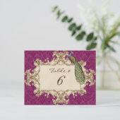 Vintage Pfau- und Etchingkosten, Tischnummer-Karte Postkarte (Stehend Vorderseite)