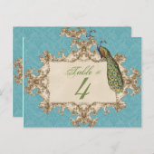 Vintage Pfau- und Etchingkosten, Tischnummer-Karte Postkarte (Vorne/Hinten)