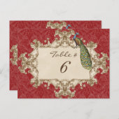 Vintage Pfau- und Etchingkosten, Tischnummer-Karte Postkarte (Vorne/Hinten)