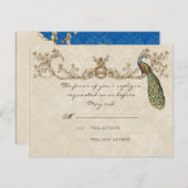Vintage Pfau- und Etchings-RSVP-Karte RSVP Karte (Vorne/Hinten)