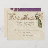 Vintage Pfau- und Etchings-RSVP-Karte RSVP Karte (Vorne/Hinten)