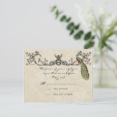 Vintage Pfau- und Etchings-RSVP-Karte RSVP Karte (Stehend Vorderseite)