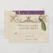 Vintage Pfau- und Etchings-RSVP-Karte RSVP Karte (Vorne/Hinten)