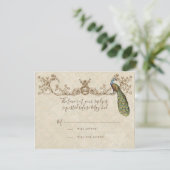 Vintage Pfau- und Etchings-RSVP-Karte RSVP Karte (Stehend Vorderseite)
