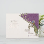 Vintage Pfau- und Gravur-Hochzeitsprogramm (Stehend Vorderseite)