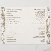 Vintage Pfau- und Gravur-Hochzeitsprogramm (Rückseite)