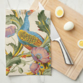 Vintage Pfau- und Mohndarstellungen Geschirrtuch (Viertel Falte)
