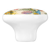 Vintage Pfau- und Mohndarstellungen Keramikknauf (Seitenansicht)