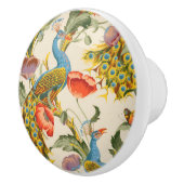 Vintage Pfau- und Mohndarstellungen Keramikknauf (Rechts)