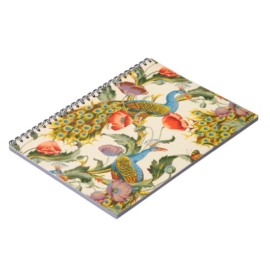 Vintage Pfau- und Mohndarstellungen Notizblock (Linke Seite)