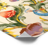 Vintage Pfau- und Mohndarstellungen Poster (Ecke)