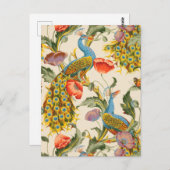 Vintage Pfau- und Mohndarstellungen Postkarte (Vorne/Hinten)