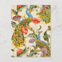 Vintage Pfau- und Mohndarstellungen