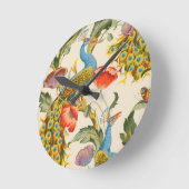 Vintage Pfau- und Mohndarstellungen Runde Wanduhr (Winkel)