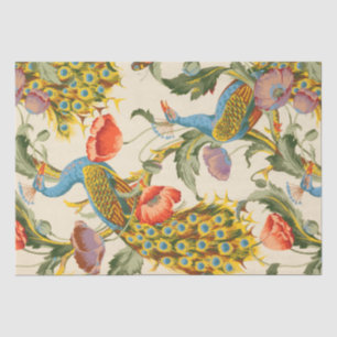 Vintage Pfau- und Mohndarstellungen Seidenpapier