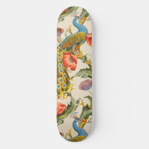 Vintage Pfau- und Mohndarstellungen Skateboard