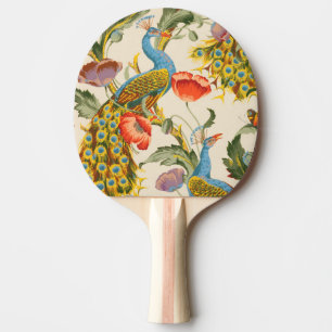 Vintage Pfau- und Mohndarstellungen Tischtennis Schläger