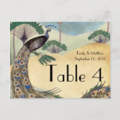 Vintage Pfau- und Palmbaumhochzettel Postkarte (Rückseite)