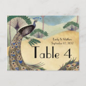 Vintage Pfau- und Palmbaumhochzettel Postkarte (Vorderseite)