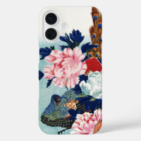 Vintage Pfau- und Pfingstrosen-Blumenmalerei
