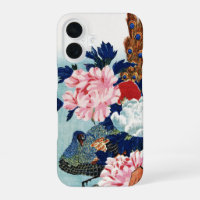 Vintage Pfau- und Pfingstrosen-Blumenmalerei