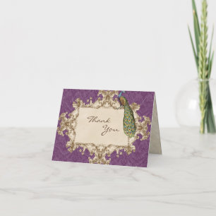 Vintage-Pfau- und Radier Dankeskarten Dankeskarte