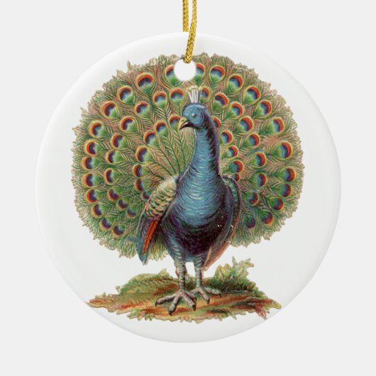 Vintage Pfau… Verzierung Keramikornament (Vorne)