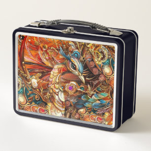 Vintage-Pfau-Zirkus-Karneval-Unterhaltung Metall Brotdose
