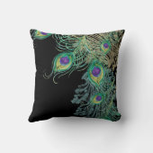 Vintage Pfaue, Federn in Schmuckstücken dekorativ Kissen (Rückseite)