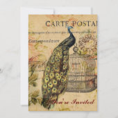 Vintage Pfaue im Jugendstil Einladung (Vorderseite)