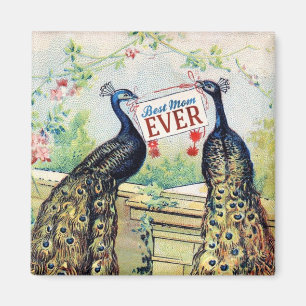 Vintage Pfauen - Beste Mutter Aller Zeiten Magnet
